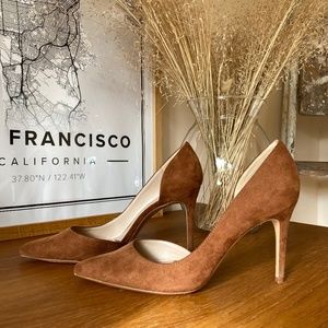 Mango asymmetrical brown suede D’Orsay pumps size 37 EU/6.5